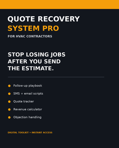 Quote Recovery System PRO estimate follow-up toolkit for contractors