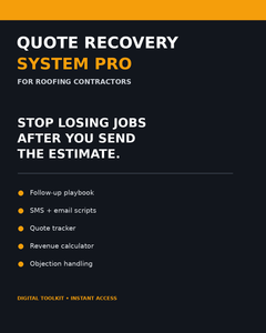 Quote Recovery System PRO digital toolkit with SMS email and phone scripts